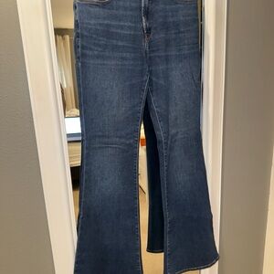 Good American Dark Rinse Flare Leg Jeans